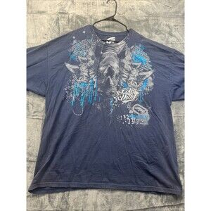Ecko Unltd T Shirt 3x-Large Big Rhino Blue Foil Logo Streetwear